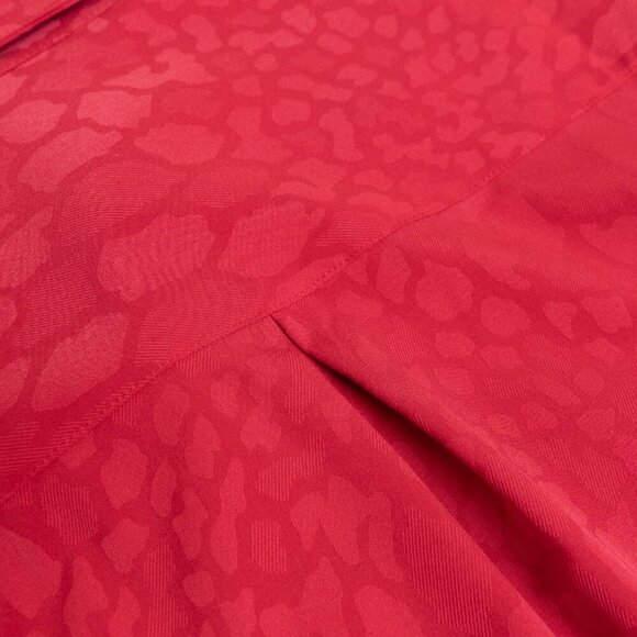 Athleta Urbanite Textured Top Red Long Sleeve Button Down Blouse Cheetah Print - Picture 12 of 14